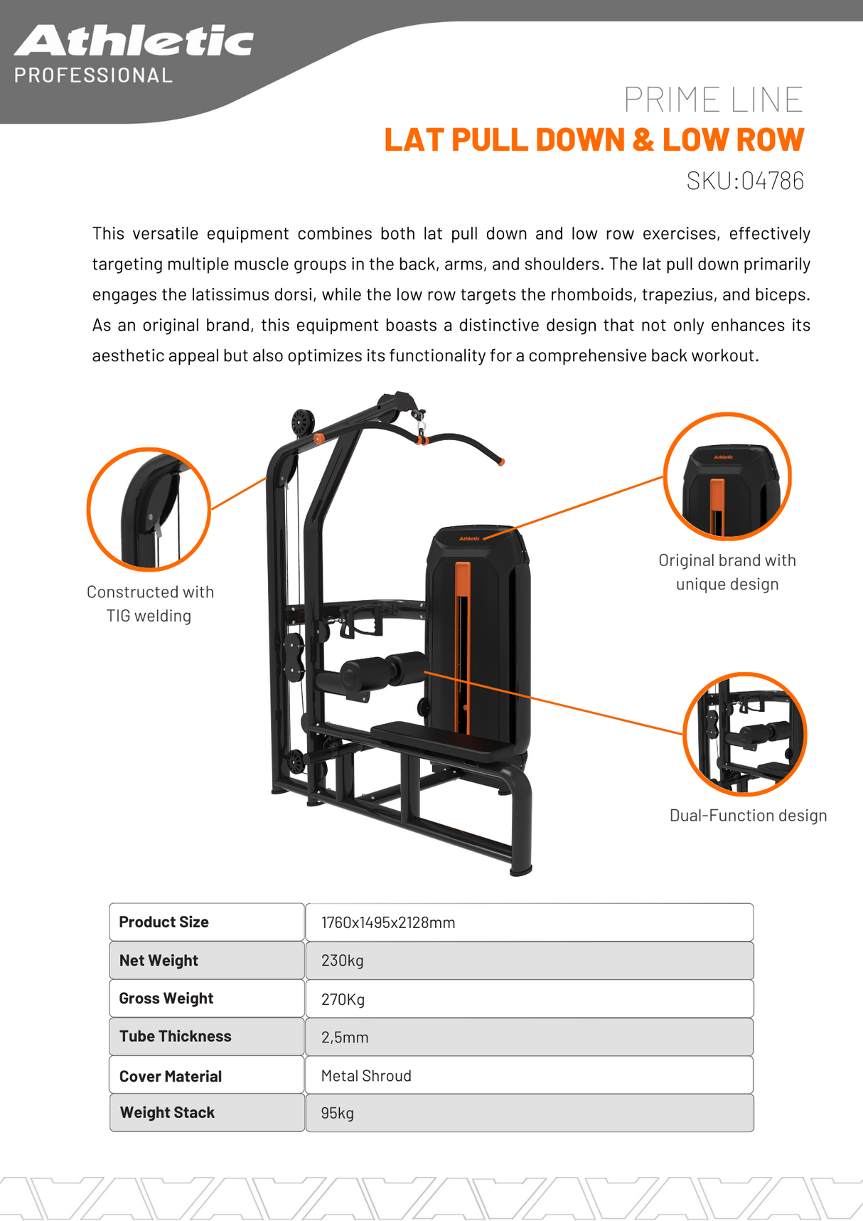 Lat Pull Down & Low Row - Prime Line