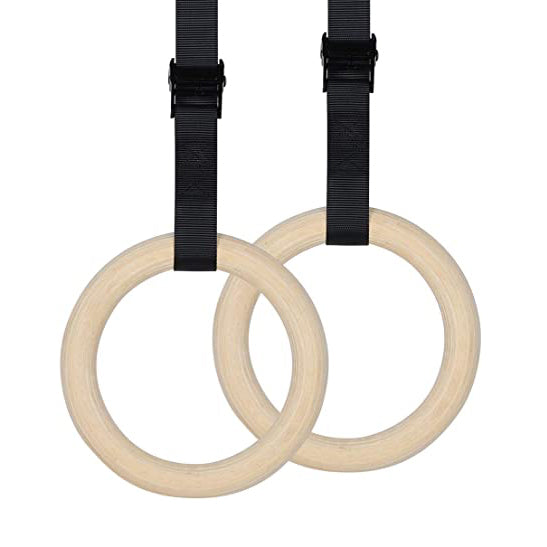 Anneaux gymnastique Elite en bois MURPH - Noir