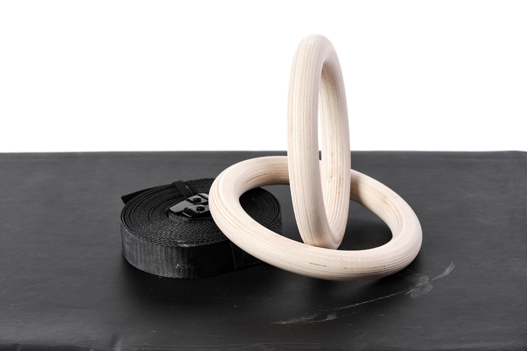 Anneaux gymnastique Elite en bois MURPH - Noir