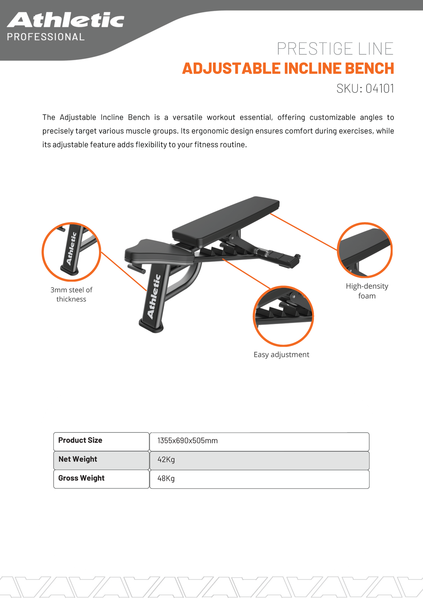 Adjustable Incline Bench - Prestige Line