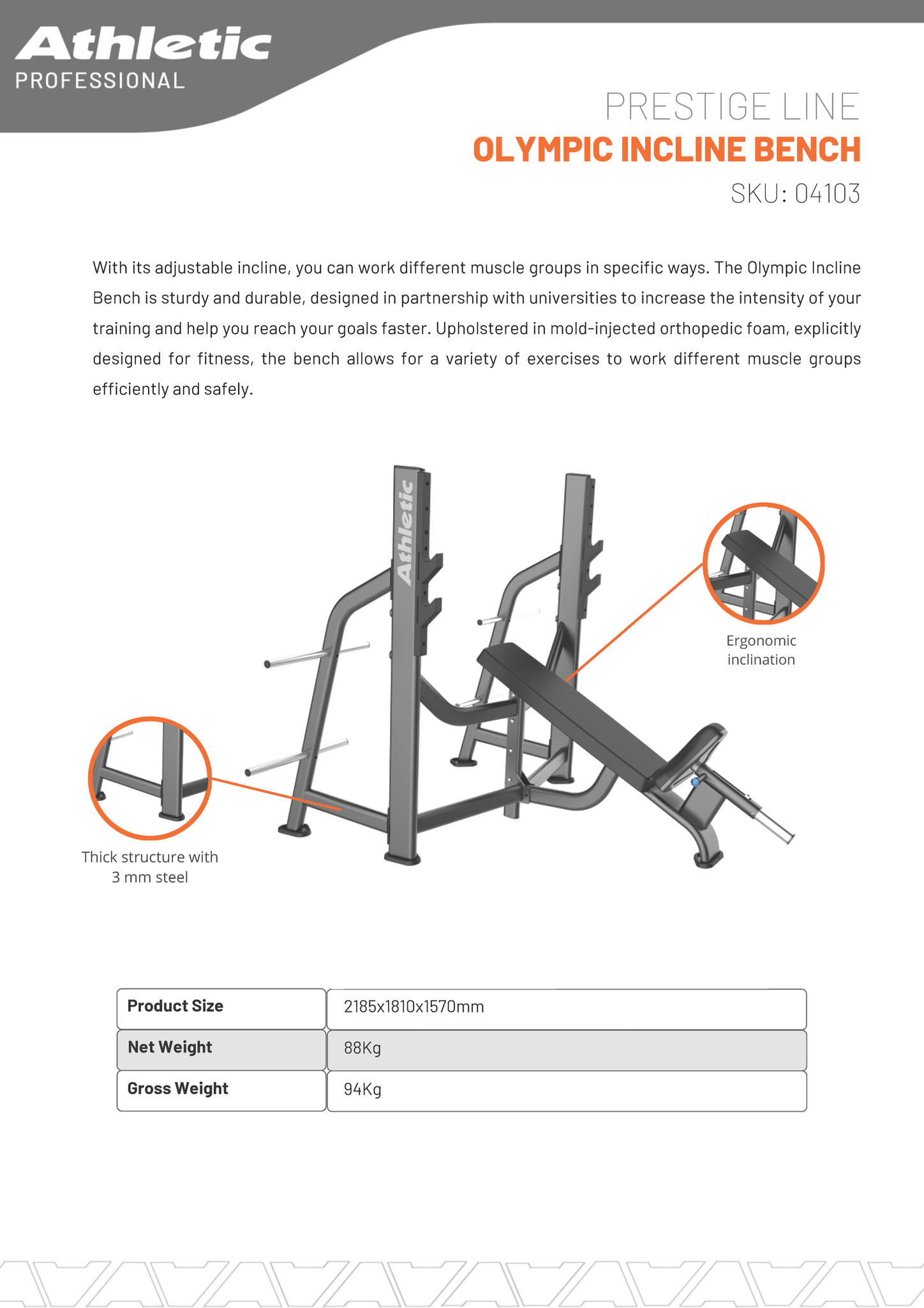 Olympic Incline Bench - Prestige Line