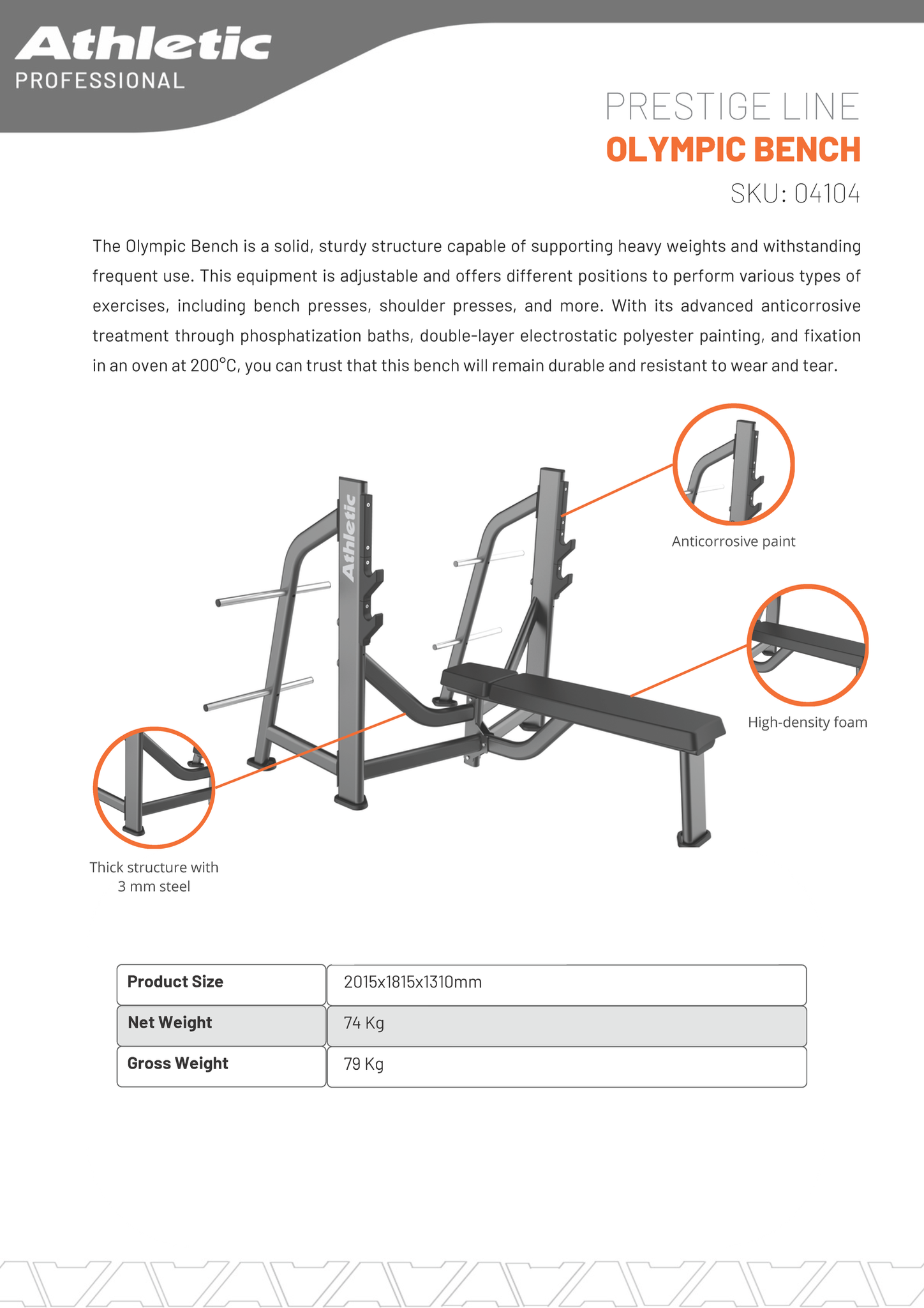 Olympic Bench - Prestige Line