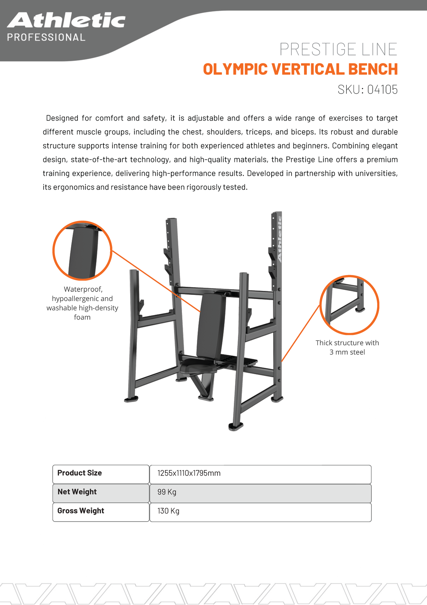 Olympic Vertical Bench - Prestige Line