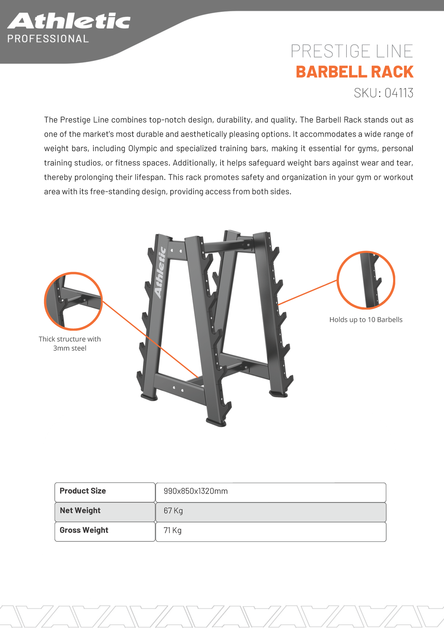 Barbell Rack - Prestige Line