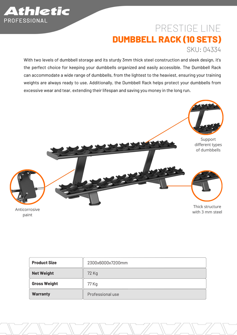 Dumbbell Rack (10 Sets) - Prestige Line