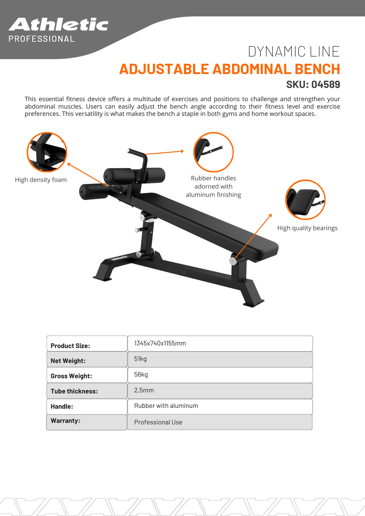 Adjustable Abdominal Bench - Dynamic Line