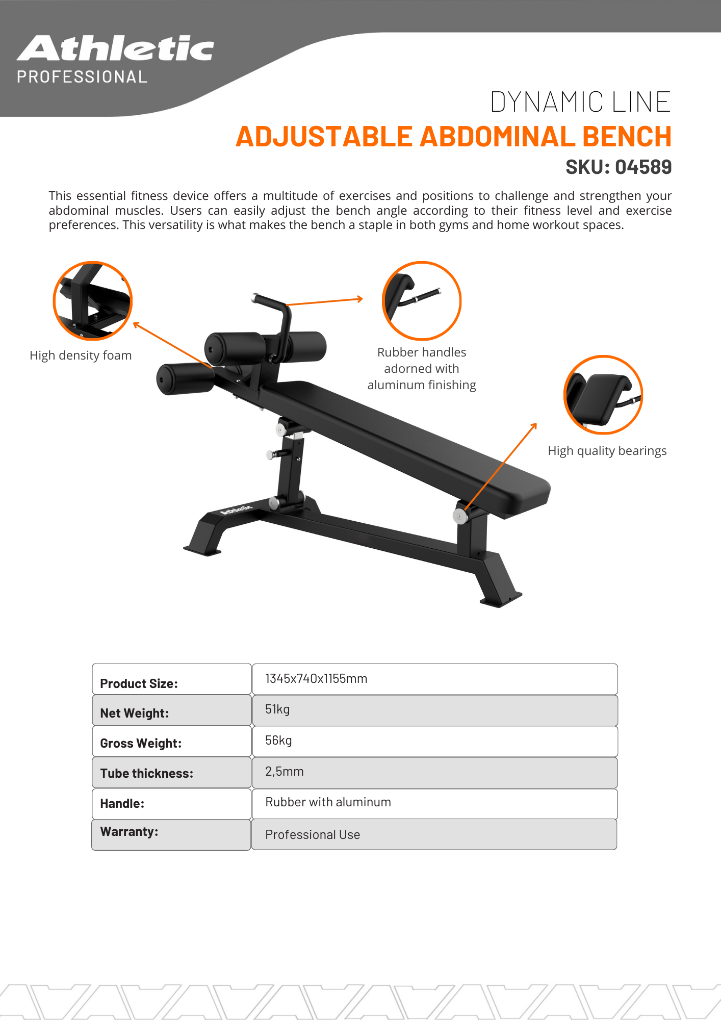 Adjustable Abdominal Bench - Dynamic Line