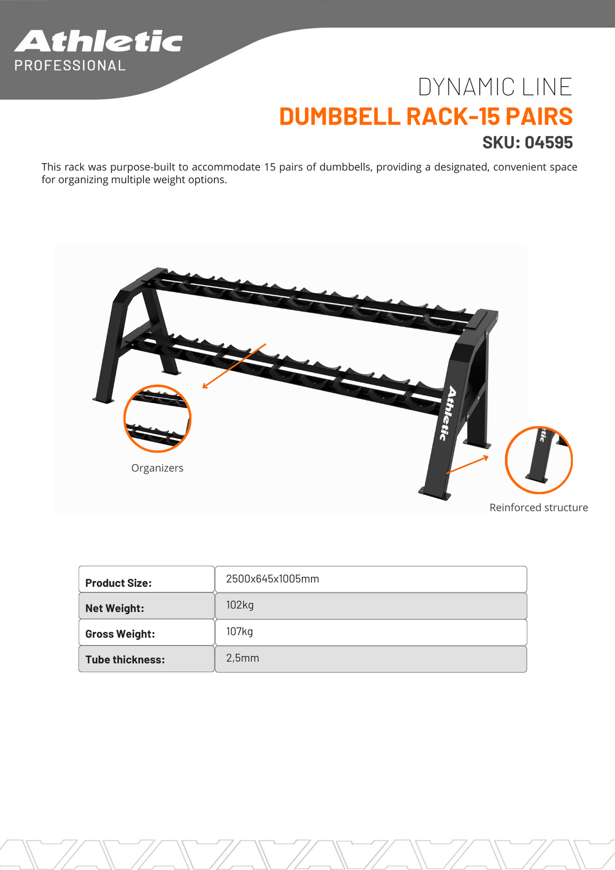 Dumbbell Rack - 15 Pairs - Dynamic Line