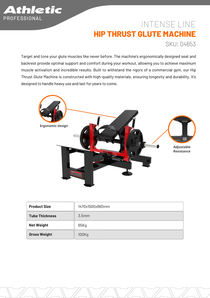Intense Line Hip Thrust Glute Machine