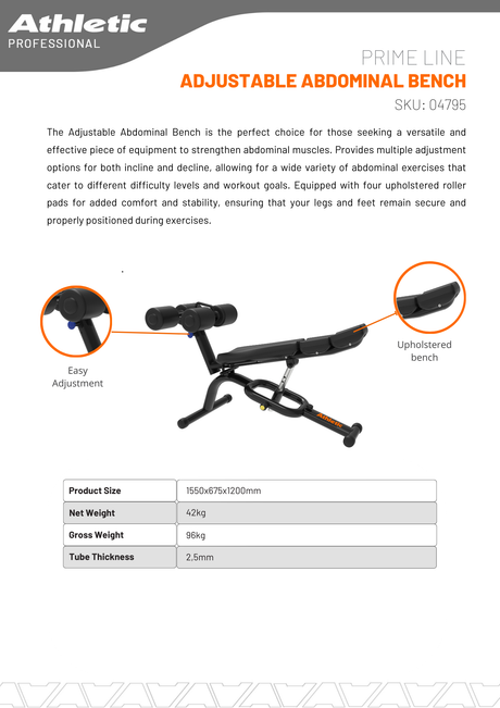 Adjustable Abdominal Bench - Prime Line