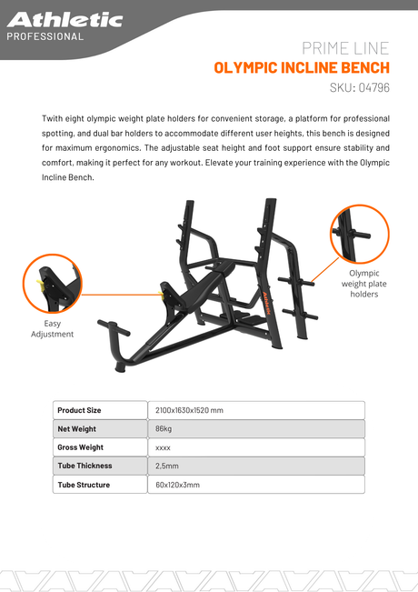 Olympic Incline Bench - Prime Line