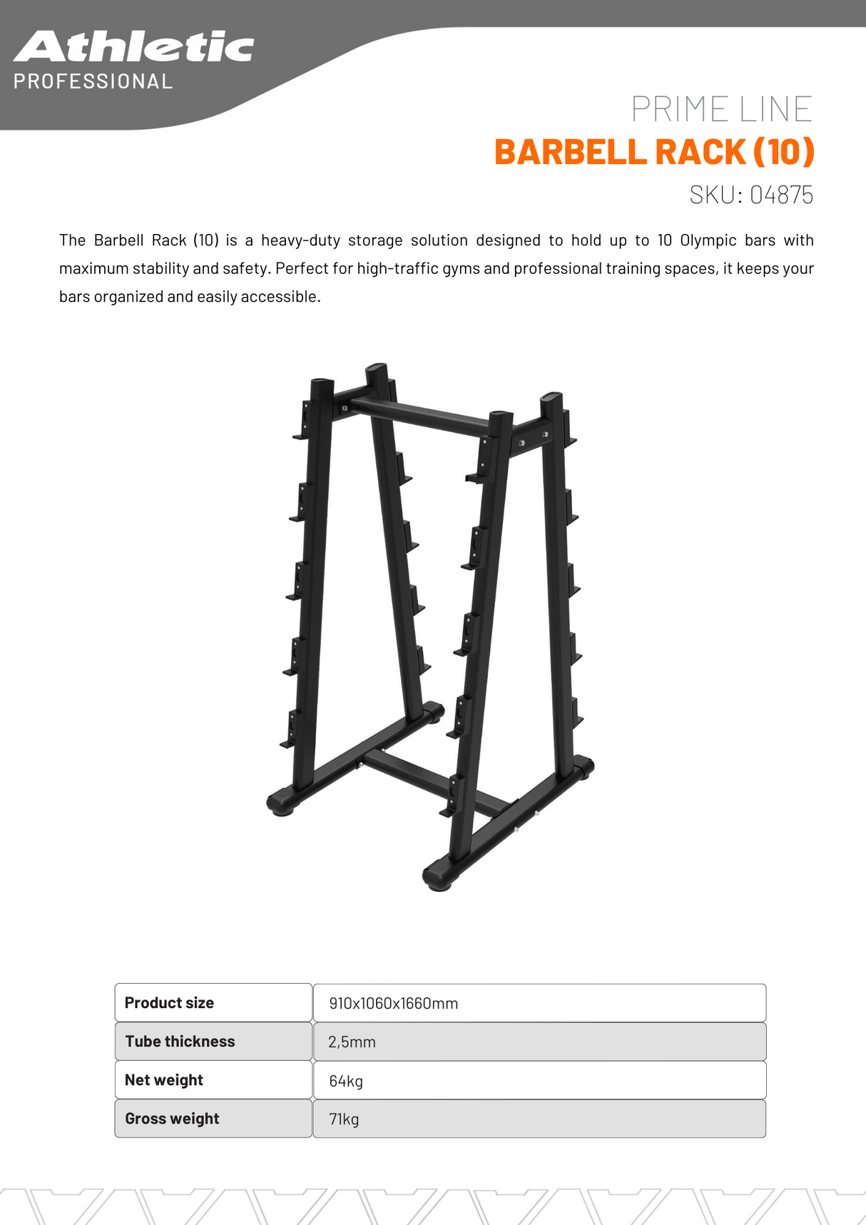 Barbell Rack (10) - Prime Line
