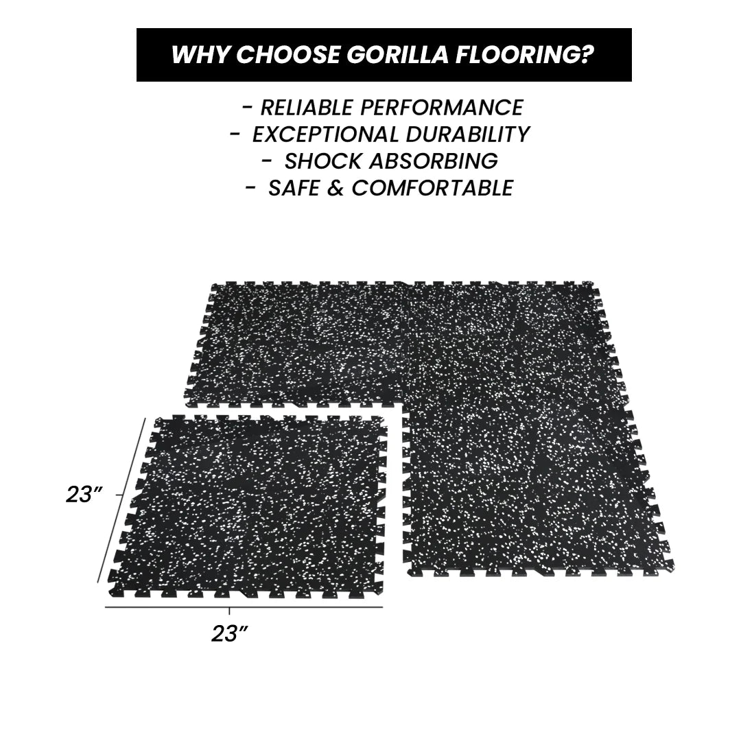 Rubber Tile Interlocking 2'x2' - BLACK - Serie Classic 8mm