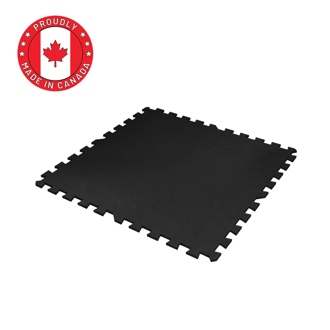 Rubber Tile Interlocking 2'x2' - BLACK - Serie Classic 8mm