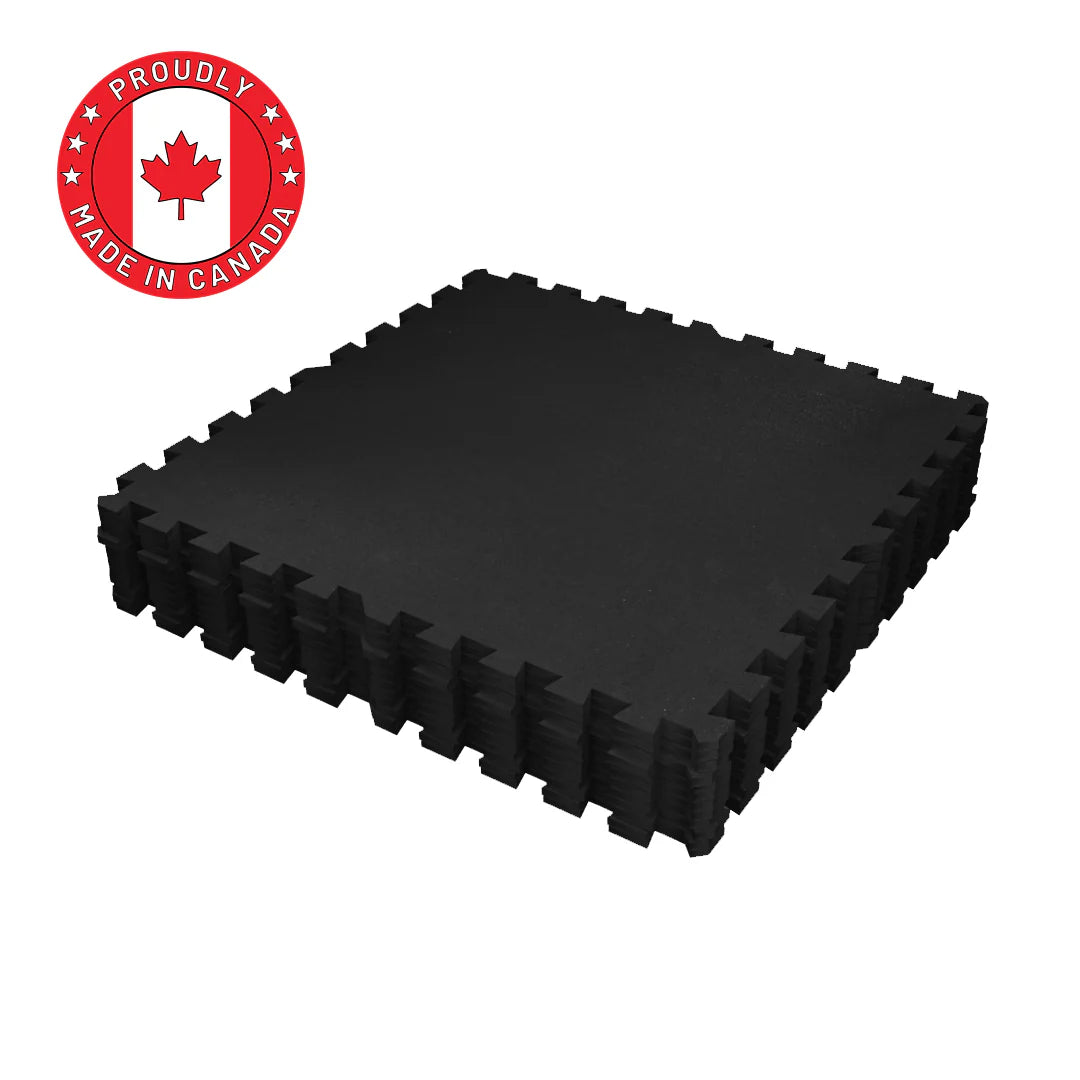 Rubber Tile Interlocking 2'x2' - BLACK - Serie Classic 8mm