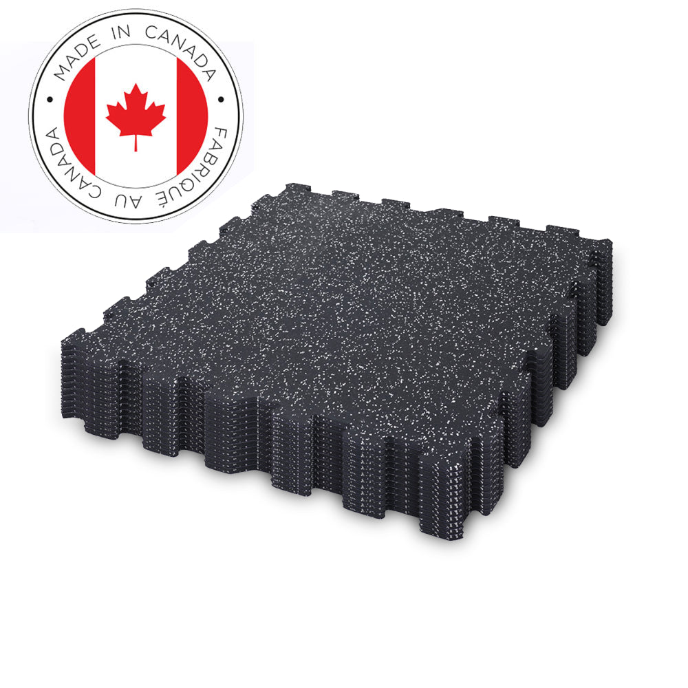 Rubber Tile Interlocking 2'x2' - BLACK - Serie Classic 8mm