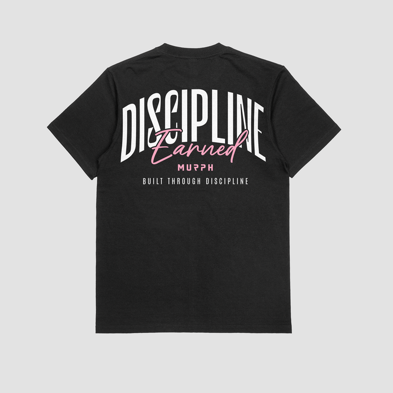 Murph Discipline Earned T-Shirt — Regular Fit (Black Mist / Pink)