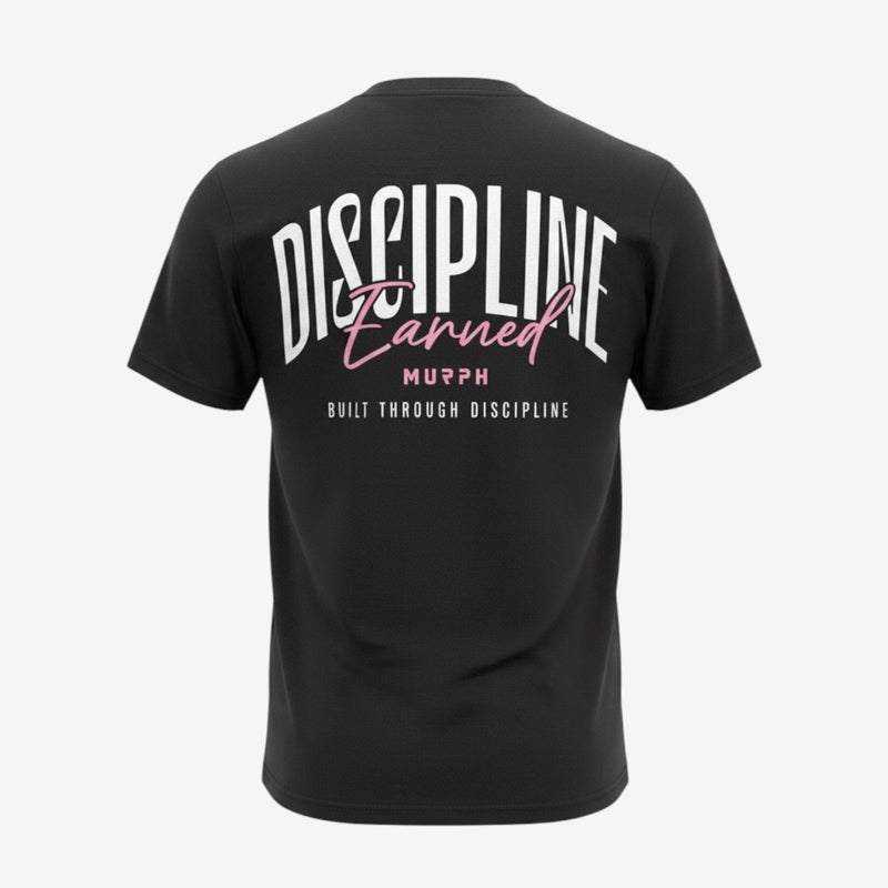 Murph Discipline Earned T-Shirt — Regular Fit (Black Mist / Pink)