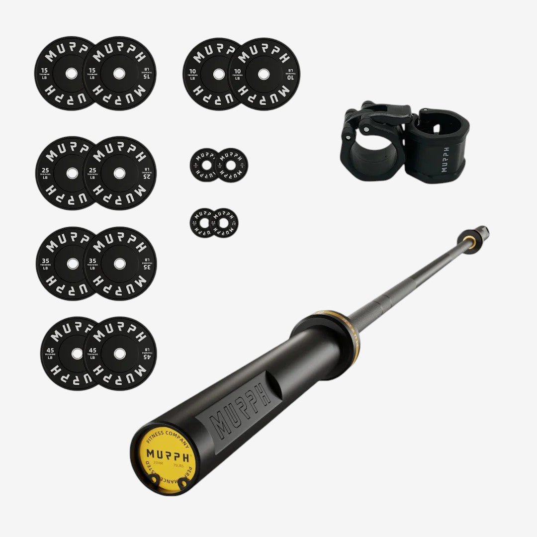 Training bumper plates kit 4.0 Murph 275lbs / Barre all-black zinc