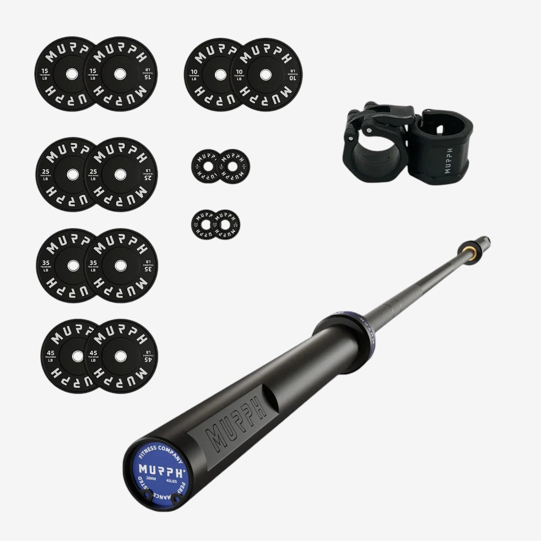 Training bumper plates kit 4.0 Murph 275lbs / Barre all-black zinc