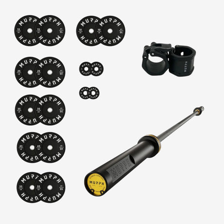 Training bumper plates kit 4.0 Murph 385lbs / Barre all-black zinc