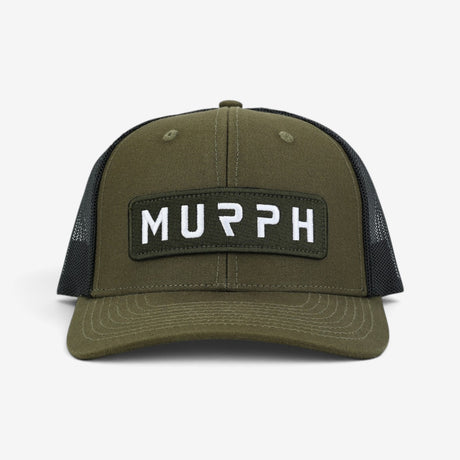 Murph Olive Black Trucker Cap – front profile view
