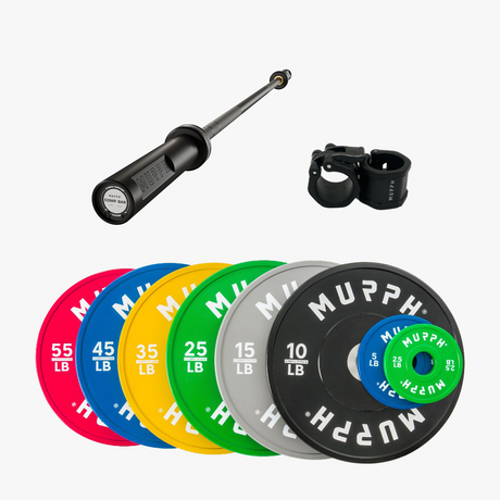 Competition bumper plates kit 2.0 MURPH® 385lbs avec barre