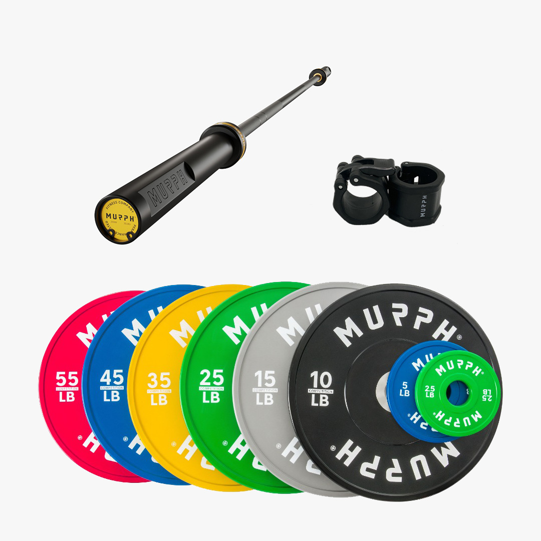 Competition bumper plates kit 2.0 MURPH® 385lbs avec barre