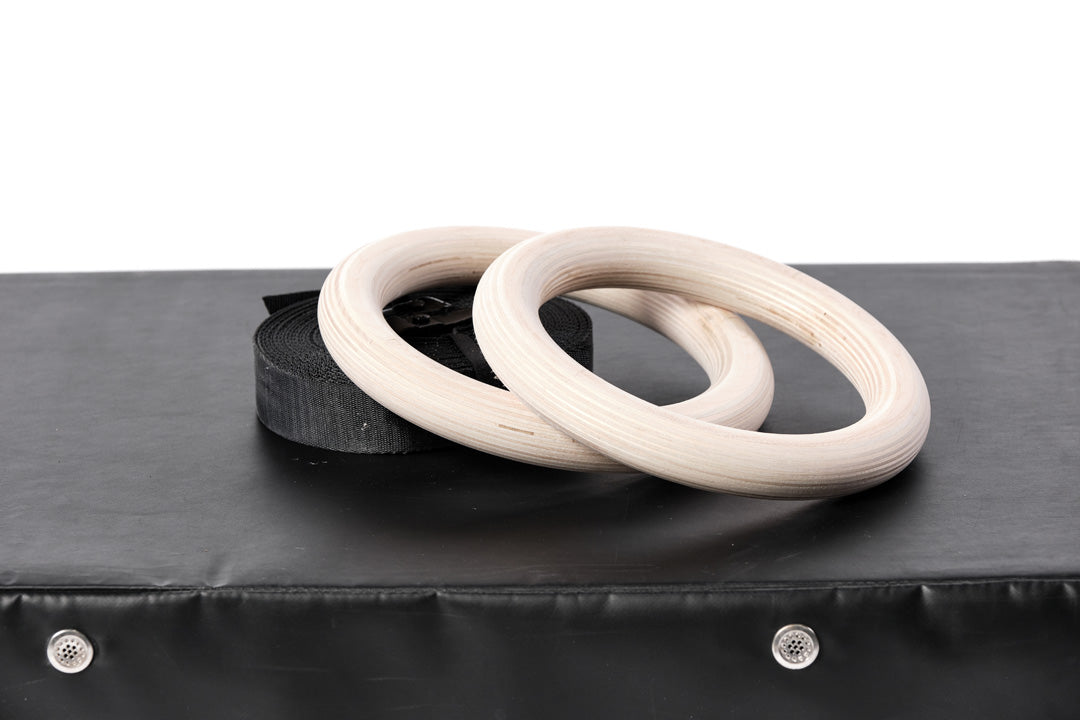 Elite wood gymnastic rings MURPH - Black