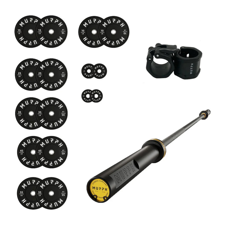 Training bumper plates kit 4.0 Murph 385lbs / Barre all-black zinc