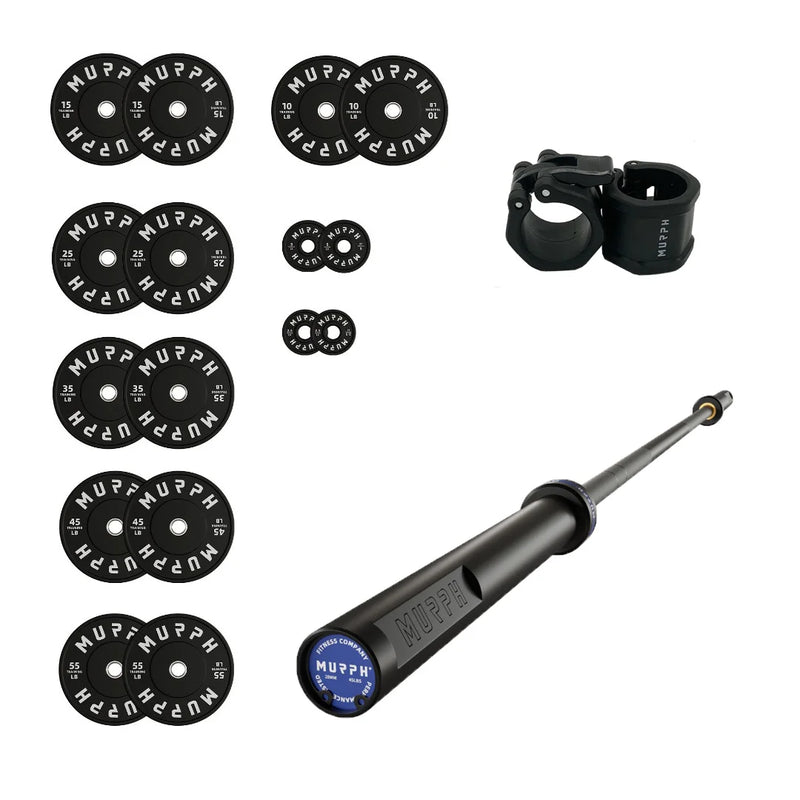 Training bumper plates kit 4.0 Murph 385lbs / Barre all-black zinc